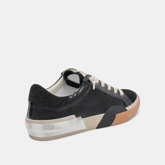 Dolce Vita Zina Sneakers Onyx Embossed Leather - Picture 3 of 11